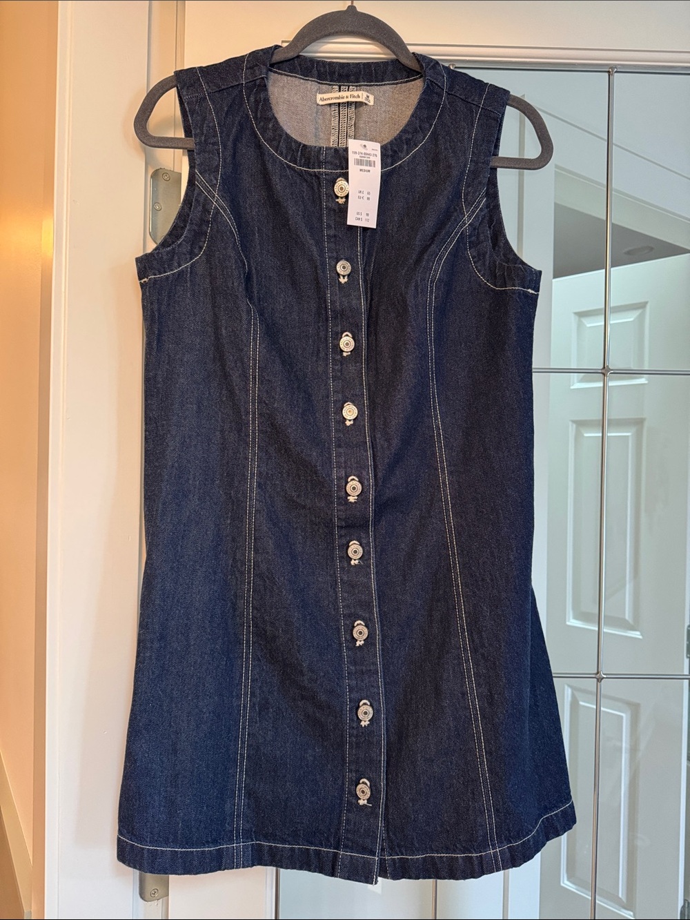Denim Button-Front Sleeveless Dress